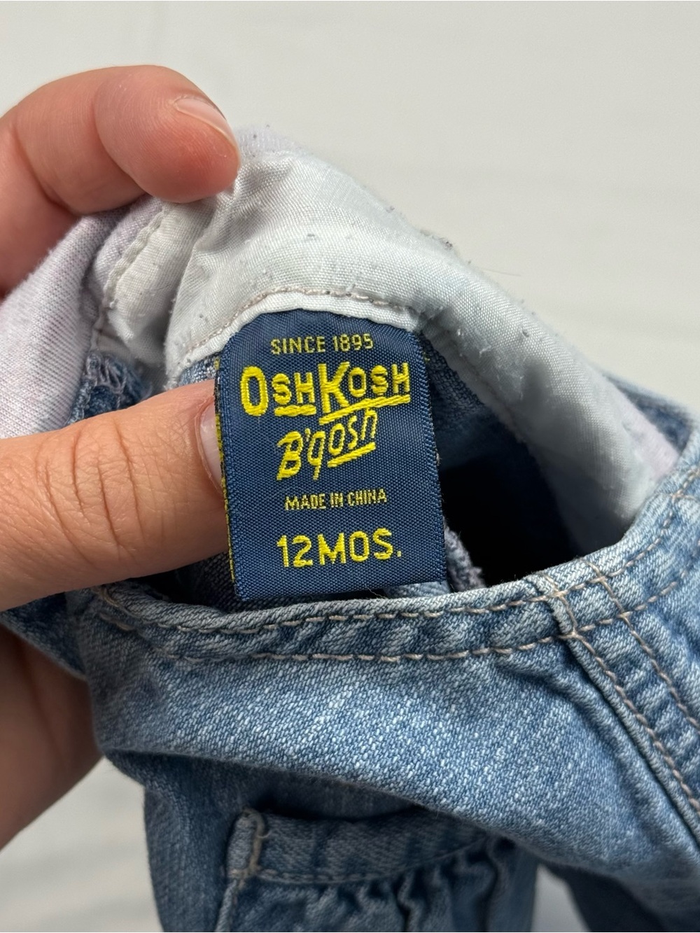 VTG OshKosh B'gosh Denim Overall Skirt Girls 12 Months Floral Heart Detail - Picture 7 of 8